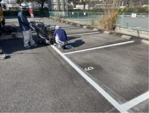 【工事レポート】駐車場ライン引き工事